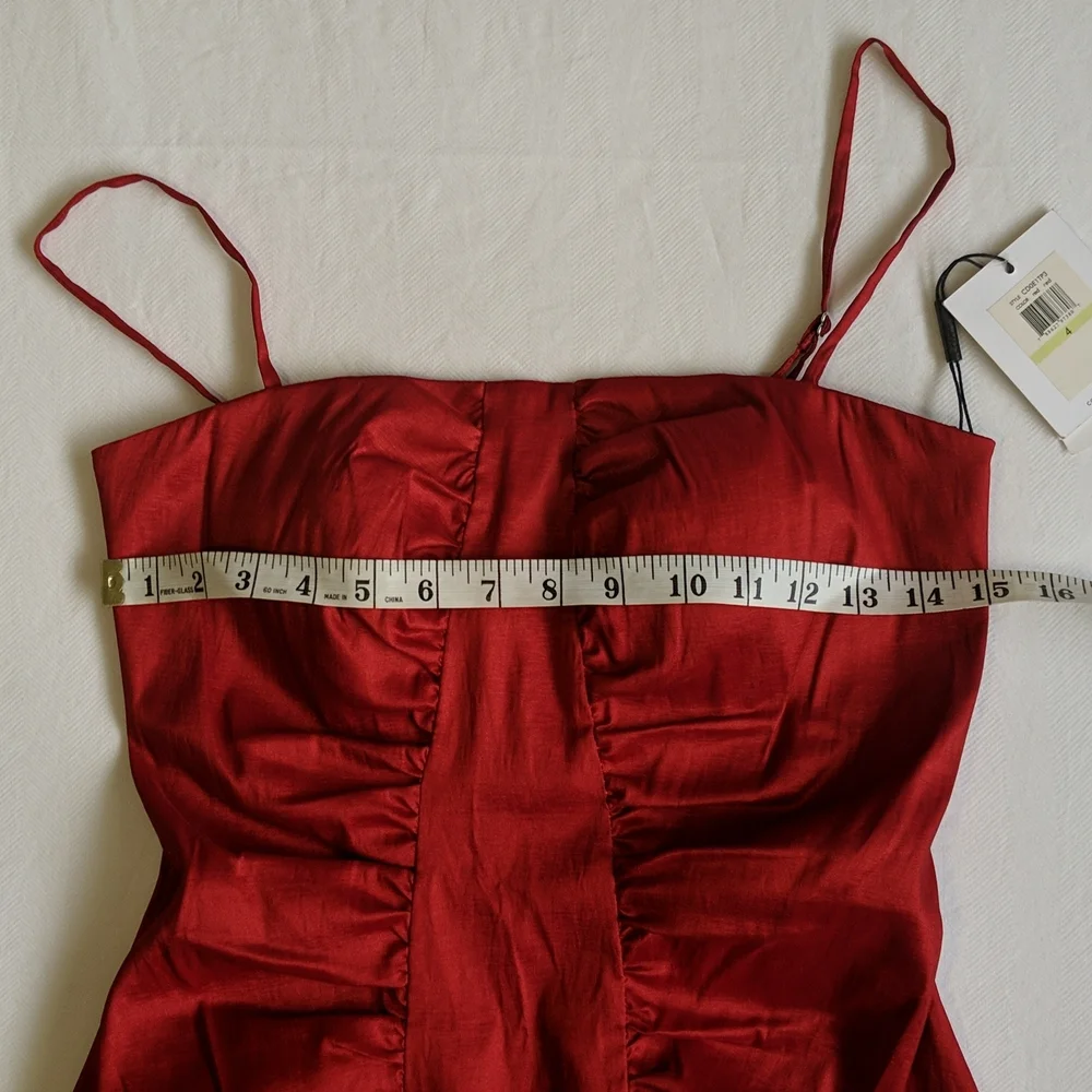 NWT Calvin Klein red strappy mini dress with ruching women's US 4 - Picture 8 of 12